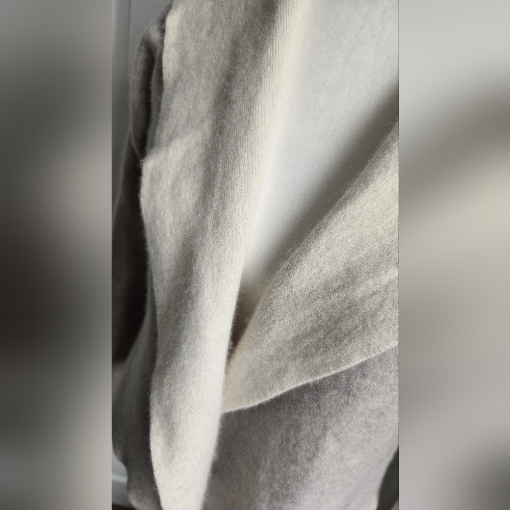 Tahari Cashmere Cream and Gray Open Front Cardigan Sz. Small - Picture 4 of 11